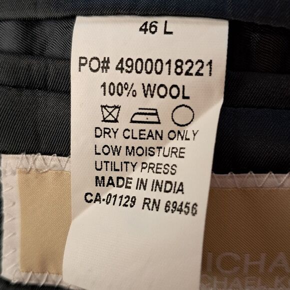 Michael Michael Kors Blazer Men's 46L Black Wool Office Career Formal Evening - Picture 7 of 11